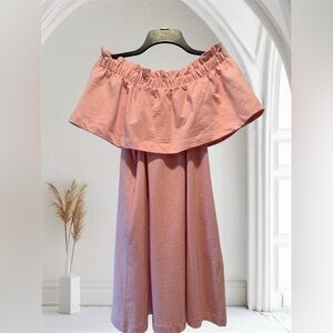 H&M Off-Shoulder Pink Dress with skirt pockets